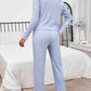Round Neck Long Sleeve Top and Drawstring Pants Lounge Set