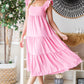 Reborn J Ruffled Sleeveless Tiered Midi Dress