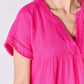 Zenana Full Size Raw Hem Short Sleeve Top