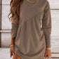 Ruched Round Neck Long Sleeve Dress