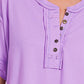 Zenana Exposed Seam Half Button Short Sleeve Top