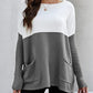 Two Tone Pullover Sweater with Pockets