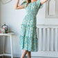 Reborn J Floral Ruffle Trim Tiered Midi Dress