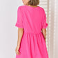 Zenana Swiss Dot Rolled Short Sleeve Babydoll Dress