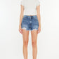 Kancan Distressed Raw Hem High Waist Denim Shorts