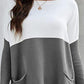 Two Tone Pullover Sweater with Pockets