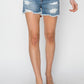 RISEN Stepped Waist Frayed Denim Shorts