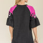 Celeste Full Size Texture Printed Color Block Top