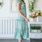 Reborn J Floral Ruffle Trim Tiered Midi Dress