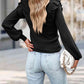 Ribbed Ruffled Round Neck Long Sleeve Knit-Top