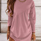 Ruched Round Neck Long Sleeve Dress