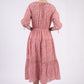 VERY J Floral Round Neck Tiered Midi Dress