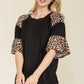 Celeste Full Size Texture Printed Color Block Top