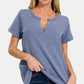 Zenana Notched Short Sleeve Waffle T-Shirt