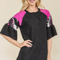 Celeste Full Size Texture Printed Color Block Top