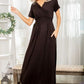 Heimish Ruched Pocketed Surplice Short Sleeve Dress