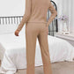 Round Neck Long Sleeve Top and Drawstring Pants Lounge Set