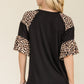 Celeste Full Size Texture Printed Color Block Top