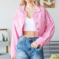 Veveret Fringe Distressed Button Up Denim Jacket