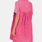 Zenana Washed Linen V-Neck Raw Hem Dress