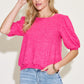 Zenana Round Neck Lantern Half Sleeve Sweater