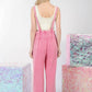 VERY J Texture Washed Wide Leg Overalls