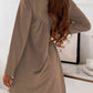 Ruched Round Neck Long Sleeve Dress