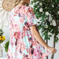 Heimish Full Size Floral V-Neck Short Sleeve Babydoll Blouse