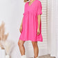 Zenana Swiss Dot Rolled Short Sleeve Babydoll Dress