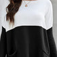 Two Tone Pullover Sweater with Pockets
